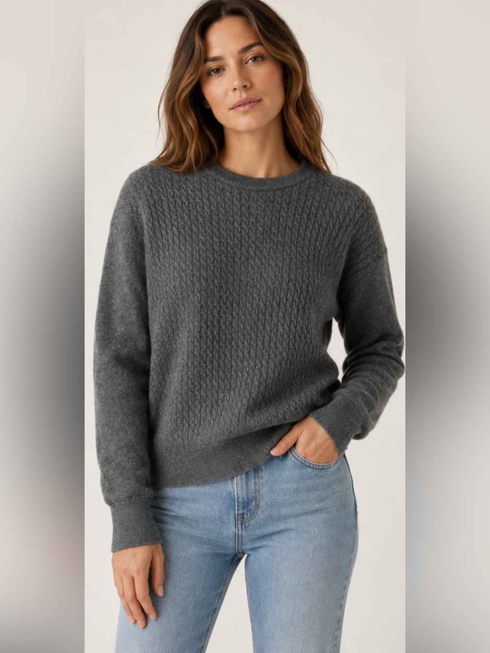 Oscar et Louise Made in Italy Grey Wool Cashmere Blend Sweater L